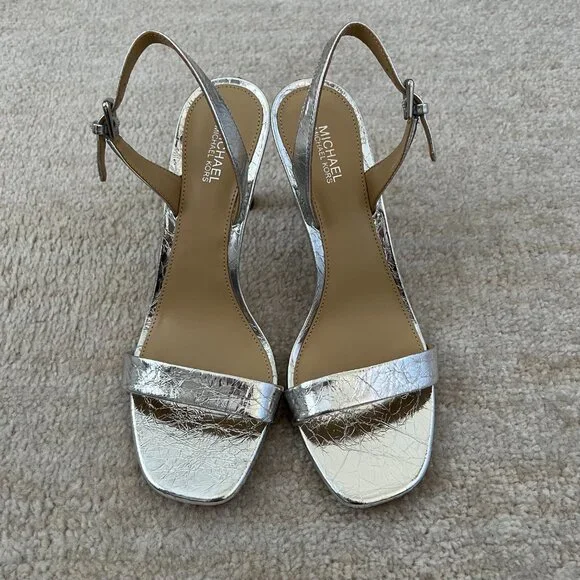 Michael Kors Silver Slingback Heels - Picture 2 of 8
